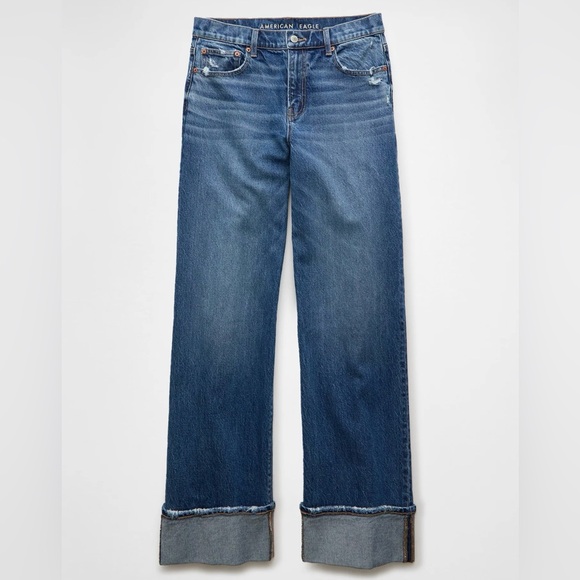 American Eagle Stretch High-Waisted‎ Stovepipe Cuffed Jean